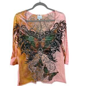 California Bloom Y2K Butterfly Burnout Top Size L